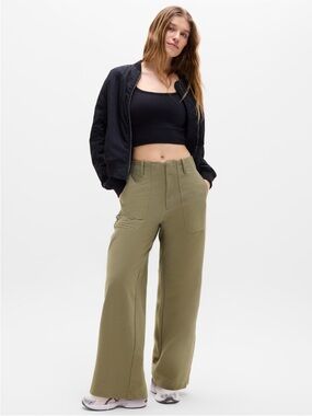 NWT ATHLETA Skyline High Rise Wide Leg Pant ~ Olive Green